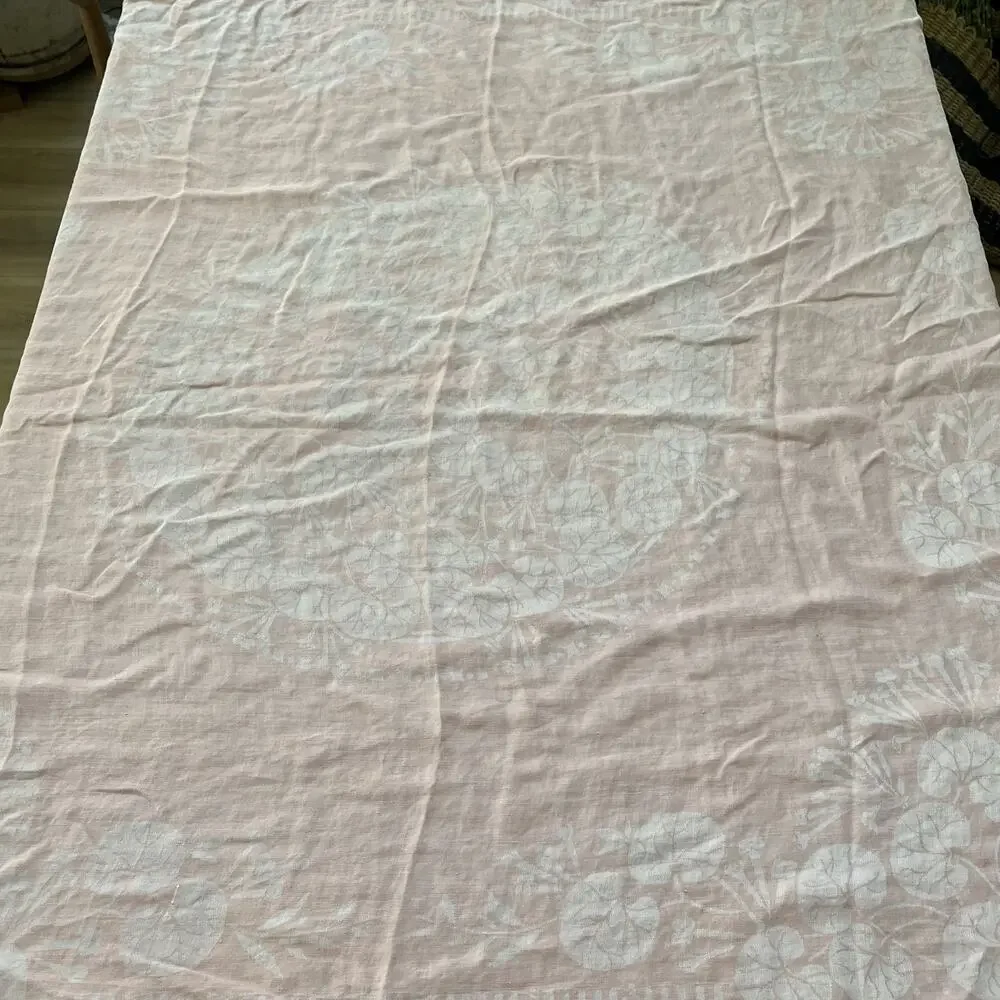Vintage Linen Tablecloth Light Pink Persian Style Reversible 54